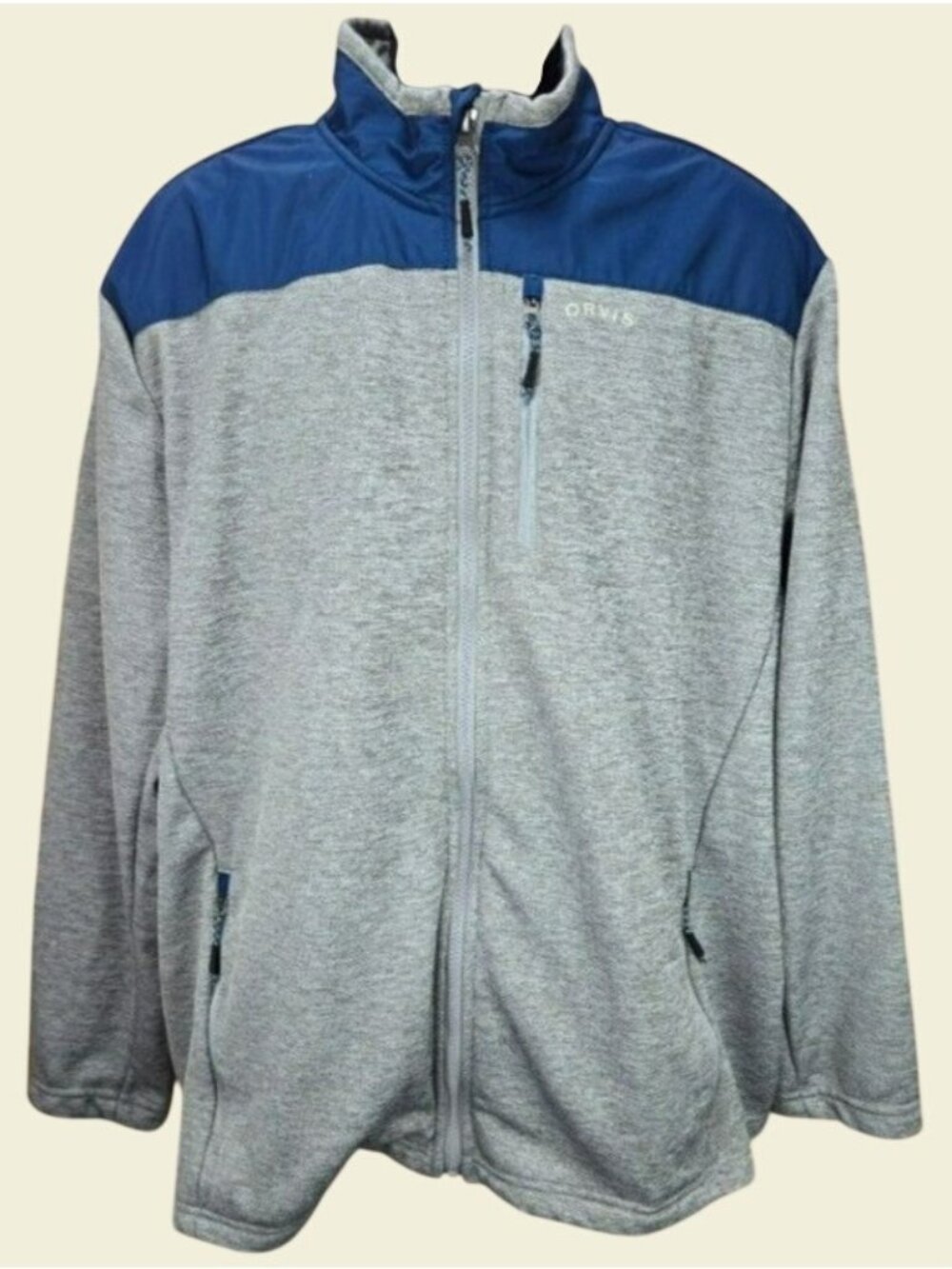 Orvis Mens Heather Gray & Navy 1/4 Zip Jacket XL Classic Collection